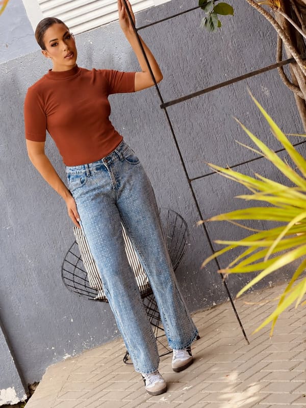 Blusa Gola Zara Terracota